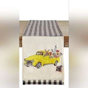 NWOTPier 1 Imports 72" Wildflower Collection Bunniesin Yellow Truck Table Runner